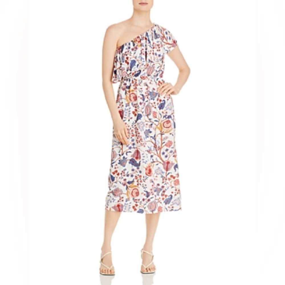 Tahari One Shoulder Floral Ruffle Dress Size Large